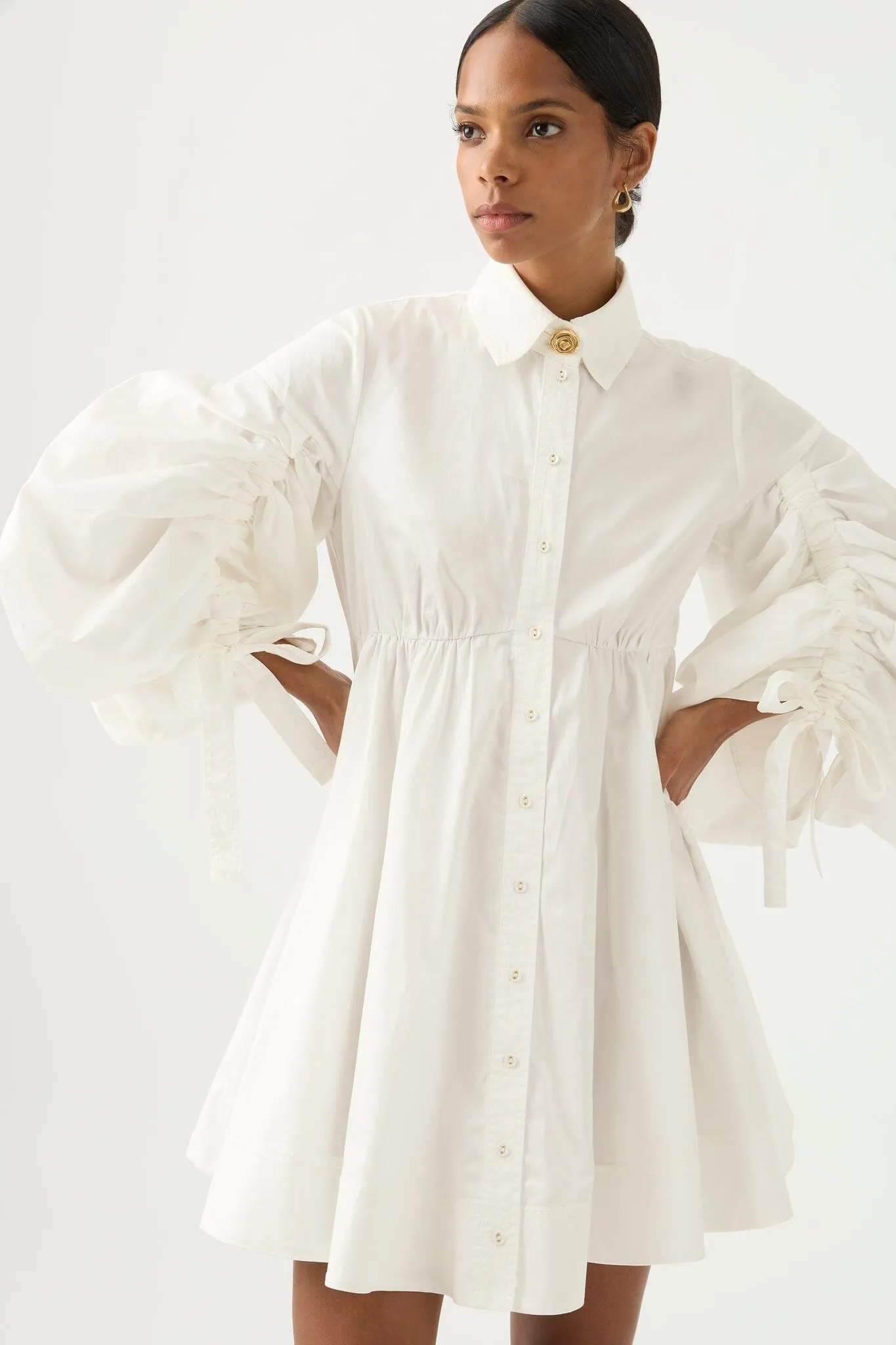 Utopia Drawstring Mini Dress - White