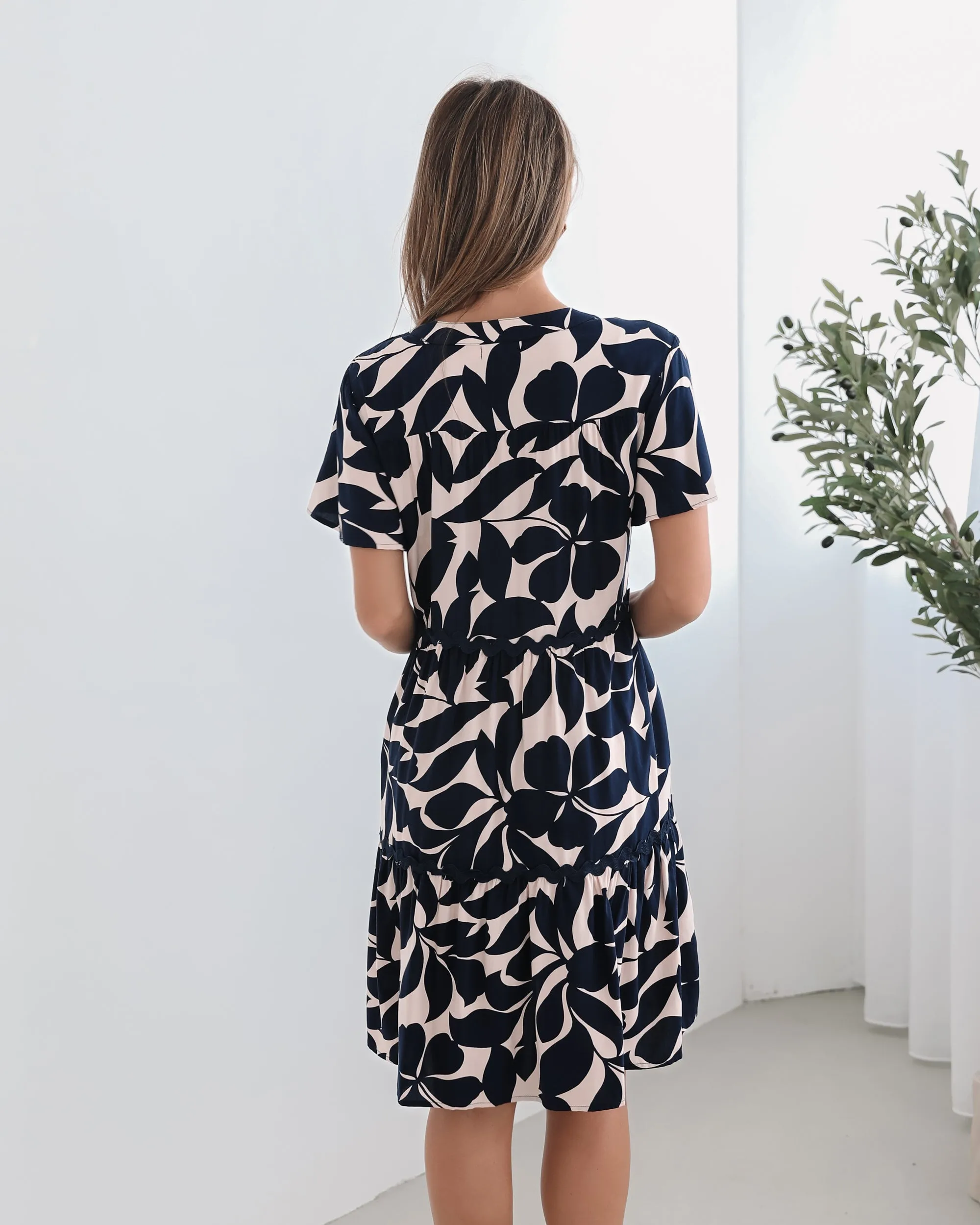 Vallea Dress - Navy Print