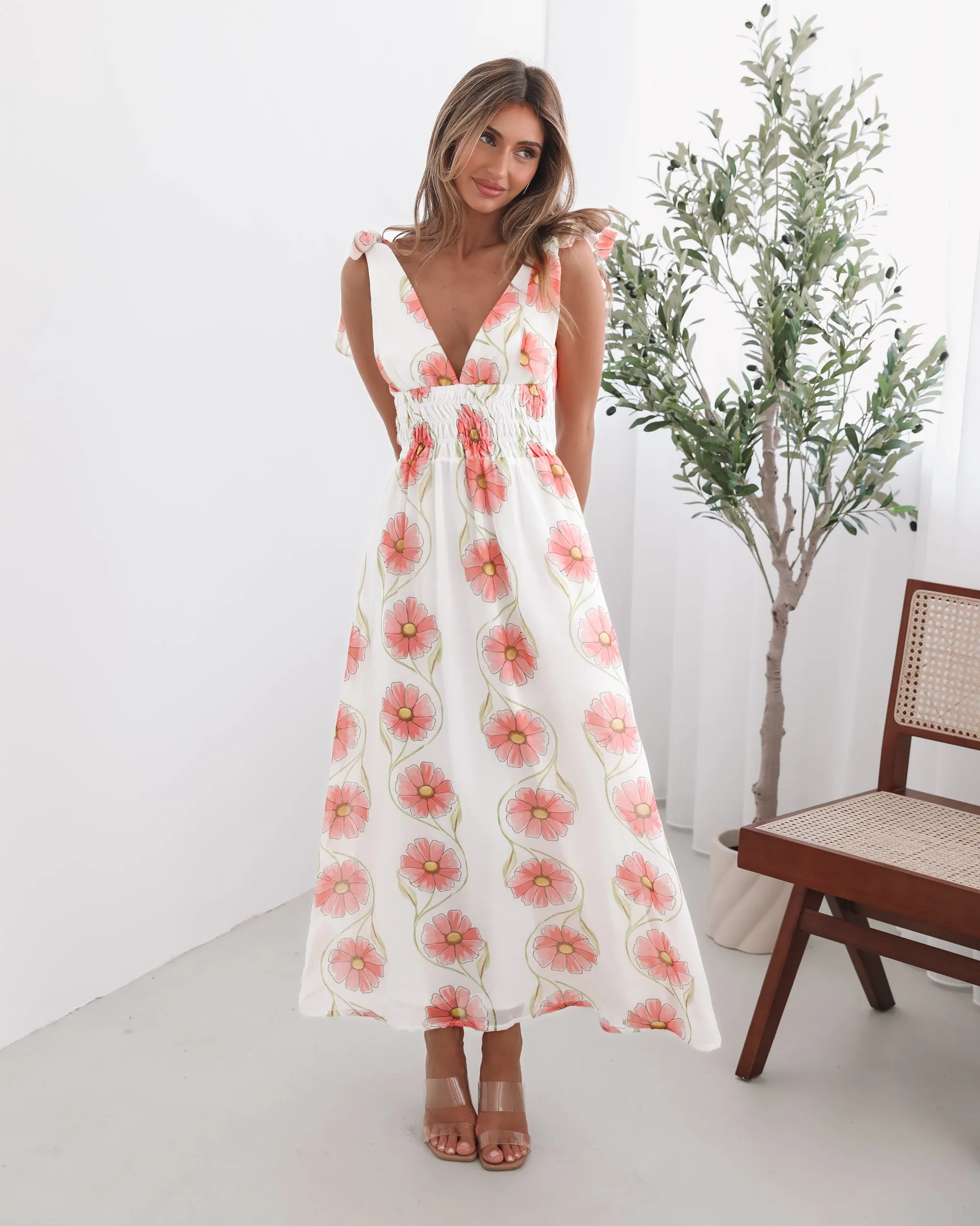 Vivia Dress - White Floral