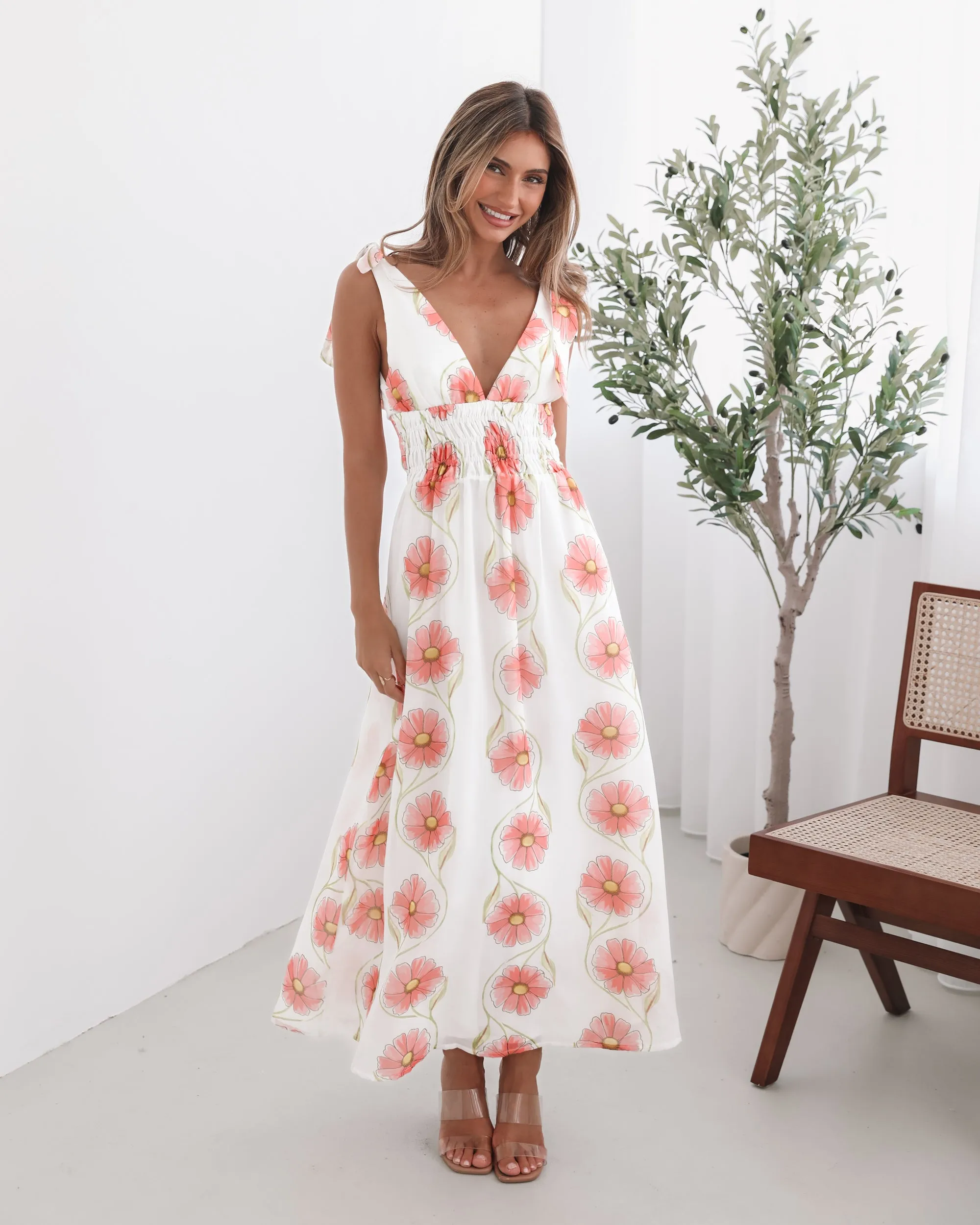 Vivia Dress - White Floral