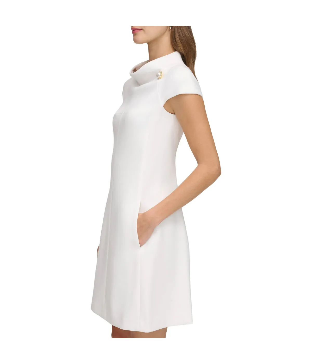 Worth Every Penny Cap Sleeve Roll Neck Shift Ivory  Today Only!