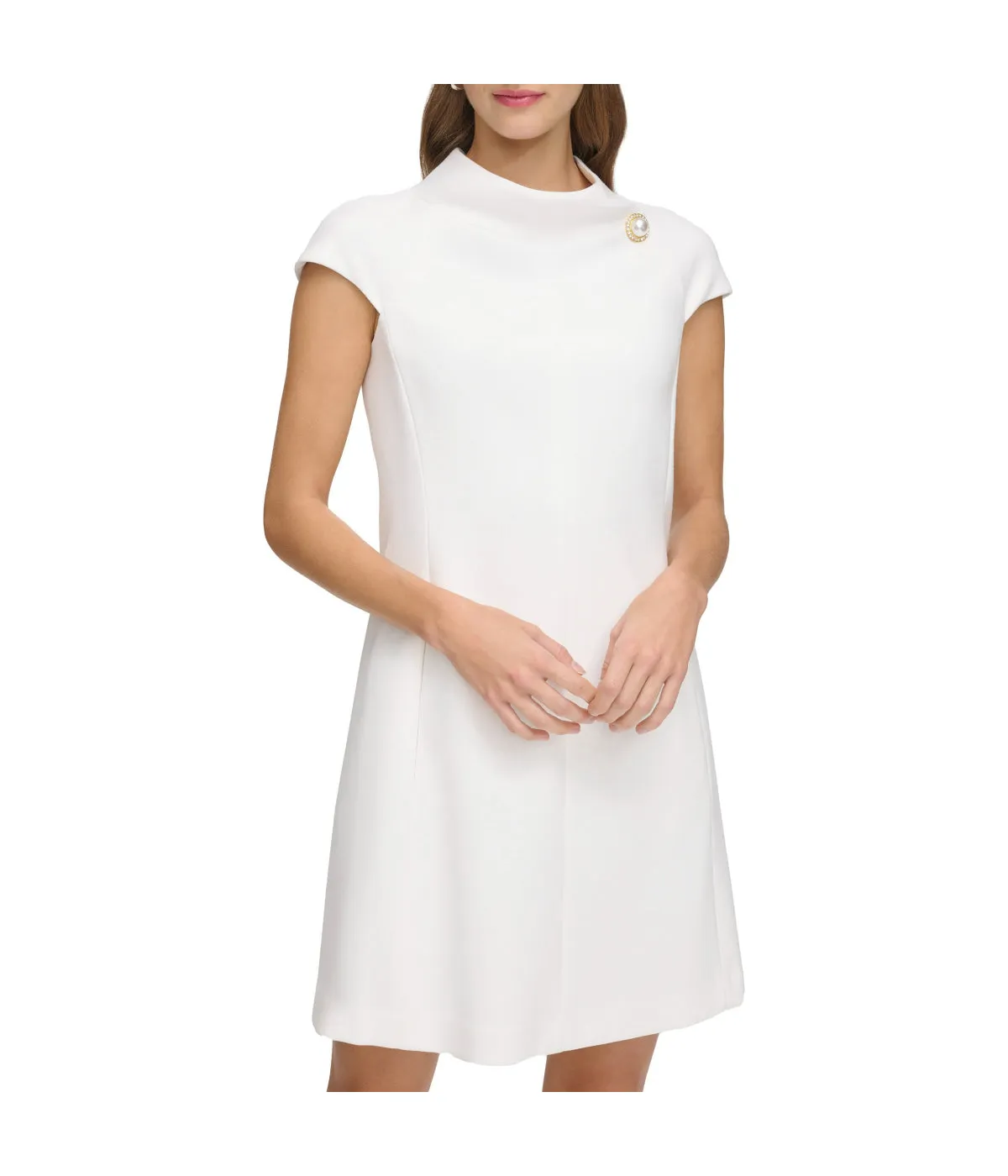 Worth Every Penny Cap Sleeve Roll Neck Shift Ivory  Today Only!