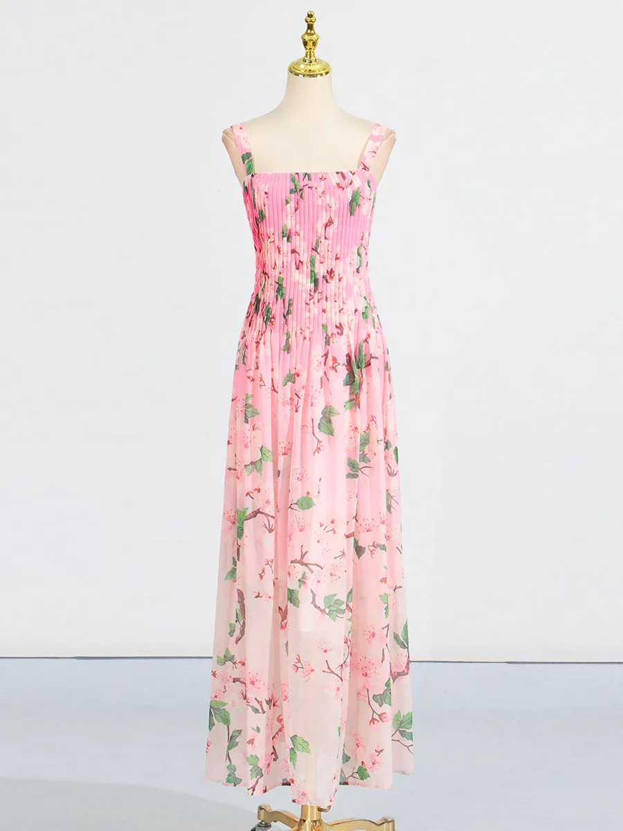 xaviera pleated silk chiffon gown in pink Gloria Lanvin