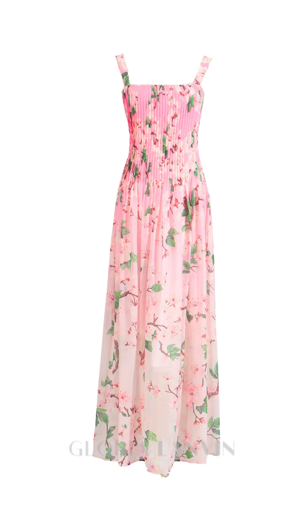 xaviera pleated silk chiffon gown in pink Gloria Lanvin