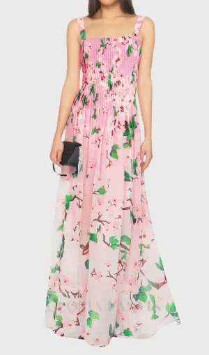 xaviera pleated silk chiffon gown in pink Gloria Lanvin