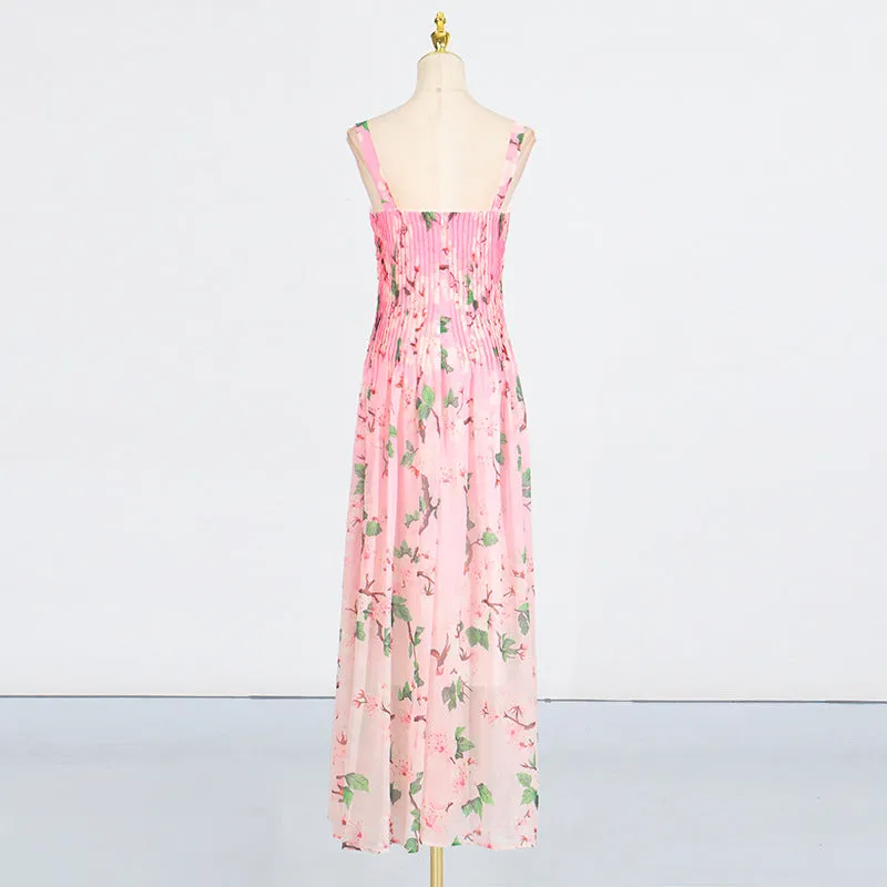 xaviera pleated silk chiffon gown in pink Gloria Lanvin