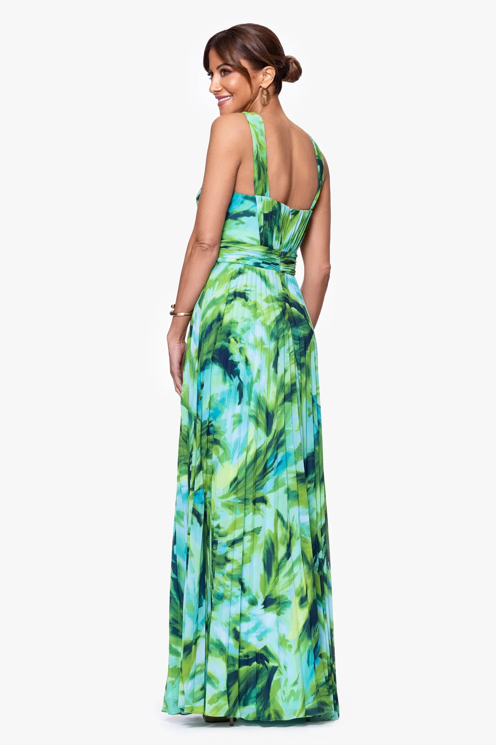 Xscape Evenings "Casey" Floral Print Chiffon Halter Neck Dress 6913X