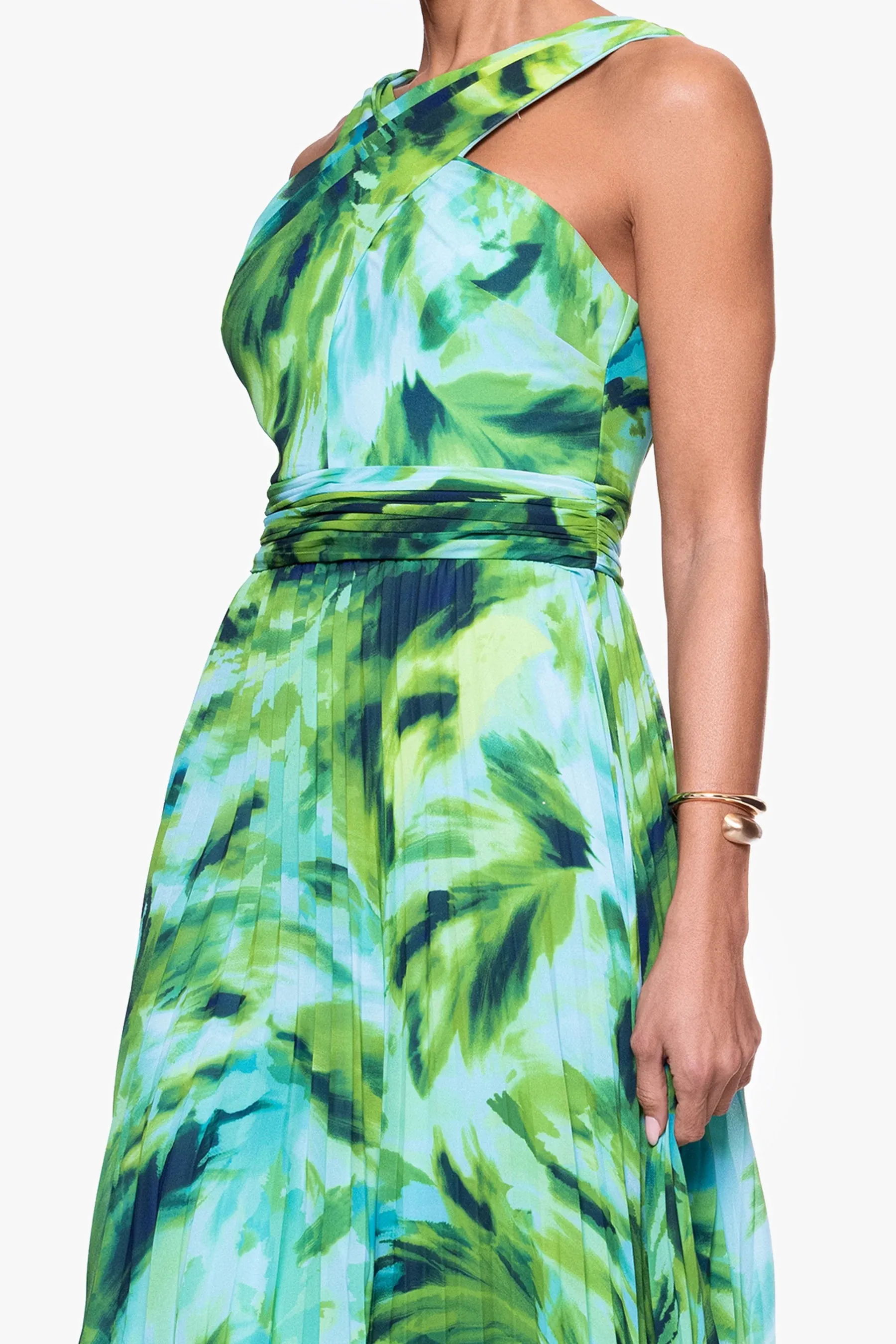 Xscape Evenings "Casey" Floral Print Chiffon Halter Neck Dress 6913X