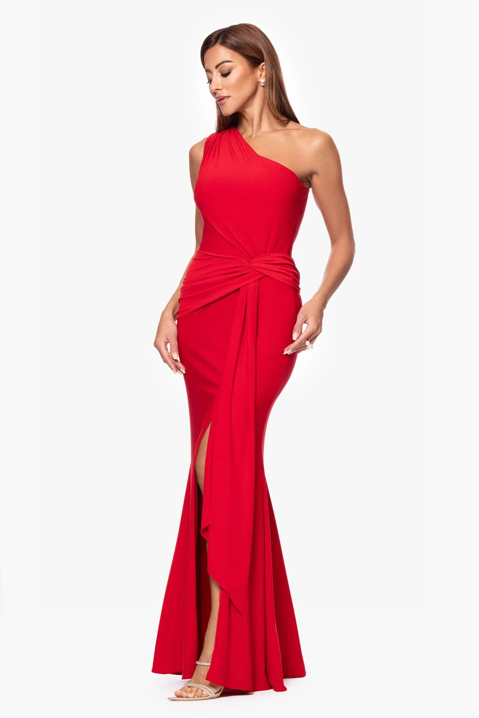 Xscape Evenings "Nara" One Shoulder Rouched Dress 6725X