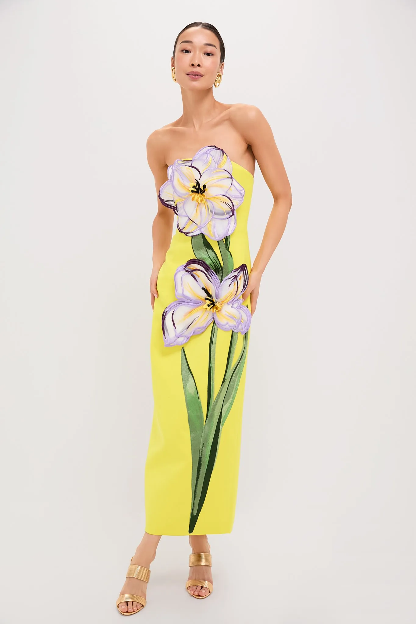 Yellow Iris Print Rayna Maxi Dress