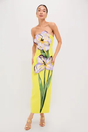 Yellow Iris Print Rayna Maxi Dress